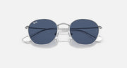 Ray-Ban Junior round sunglasses, silver frame, blue gradient lenses, front view