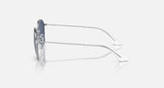 Ray-Ban Junior round sunglasses, silver frame, dark blue lenses, side profile