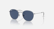 Ray-Ban Junior round sunglasses, silver frame, dark blue lenses, metal arms