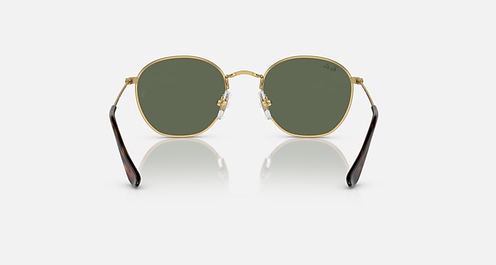 Ray-Ban Junior round sunglasses with dark green lenses and gold-tone metal frame