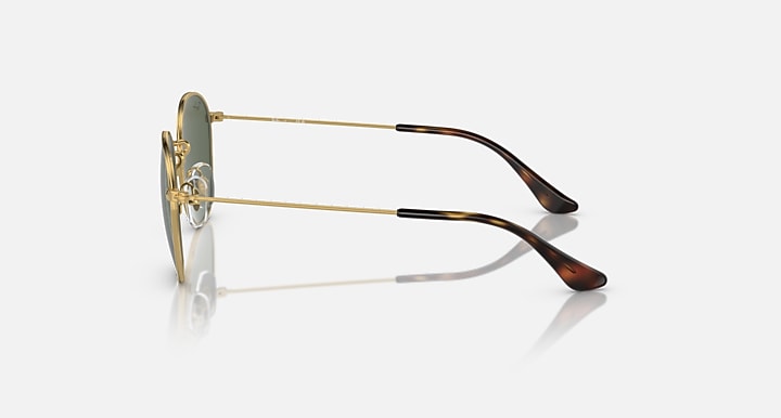 Ray-Ban Junior sunglasses side view with gold-tone metal arms and dark tortoise tips