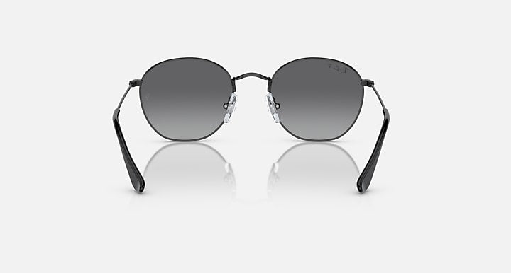 Ray-Ban Junior round sunglasses, black frame, dark gray lenses, front view