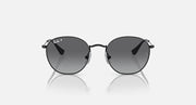 Ray-Ban Junior round sunglasses, black frame, dark gray lenses, front view