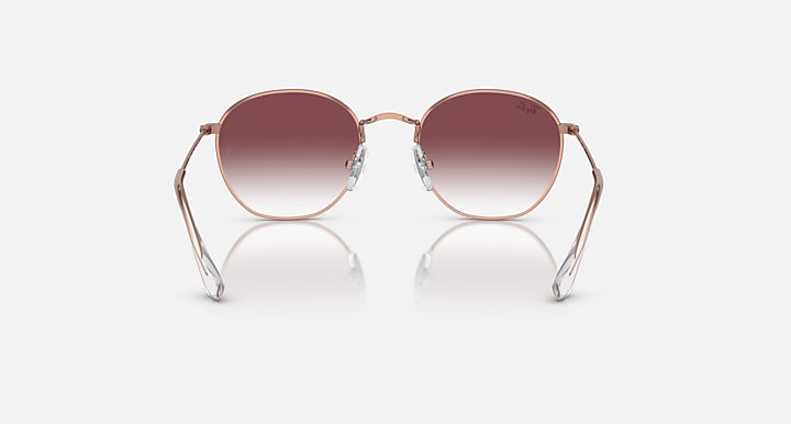 Ray-Ban Junior round sunglasses with burgundy lenses and rose-gold metal frame