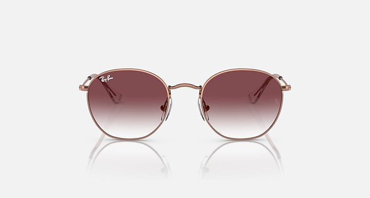 Ray-Ban Junior round sunglasses with burgundy gradient lenses and rose-gold frame