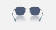 Kids sunglasses with silver frame and dark blue gradient lenses, front angle view