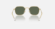 Kids sunglasses with gold frame and dark green lenses, front angle view