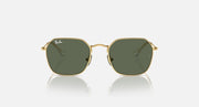 Kids sunglasses with gold frame and dark green lenses, front view