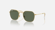 Kids sunglasses with gold frame and dark green lenses, metal temples