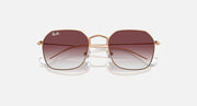 Gold-tone junior sunglasses front view with dark maroon gradient lenses and reflections