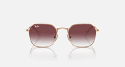 Gold-tone junior sunglasses front view with dark maroon gradient lenses