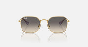 Gold-tone junior sunglasses front view with dark grey gradient lenses