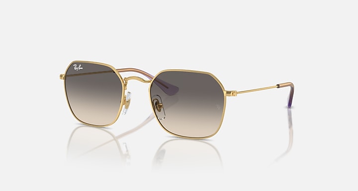 Gold-tone junior sunglasses with square frames and dark grey gradient lenses