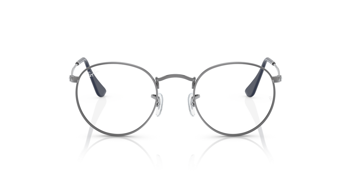 Ray-Ban round metal eyeglass frames with dark inner accents and thin temple arms