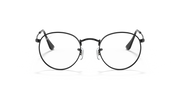 Round metal prescription eyewear frames, dark gunmetal, front view