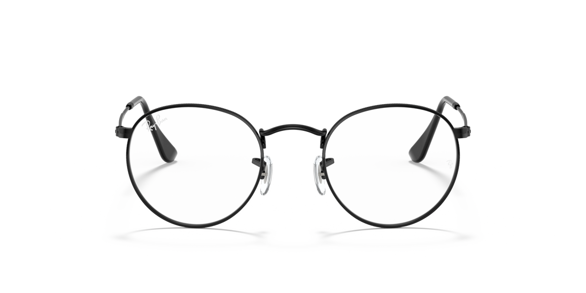Round metal prescription eyewear frames, dark gunmetal, front view