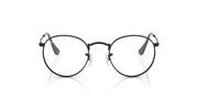 Ray-Ban round metal eyeglass frames with dark green lens tabs and slim temples