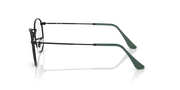 Ray-Ban round metal eyeglass frames side view with green temple tip and metal bridge