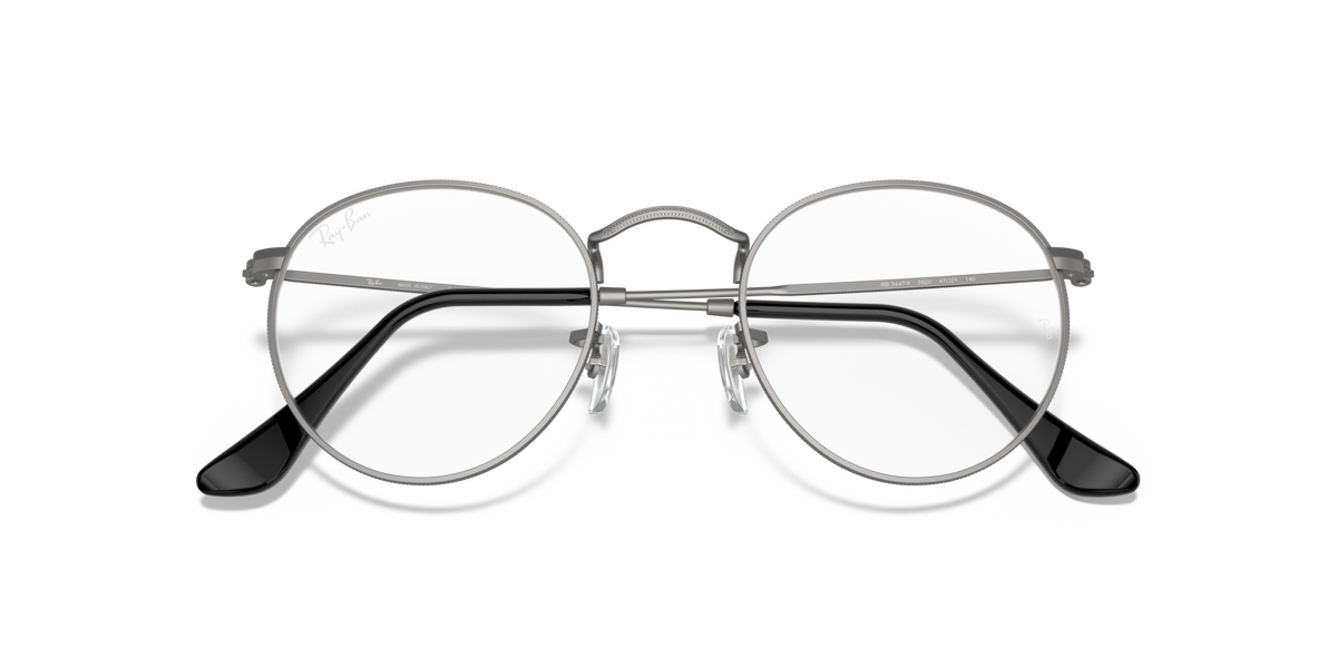 Ray-Ban round metal prescription eyewear frames, silver-tone with black temple tips