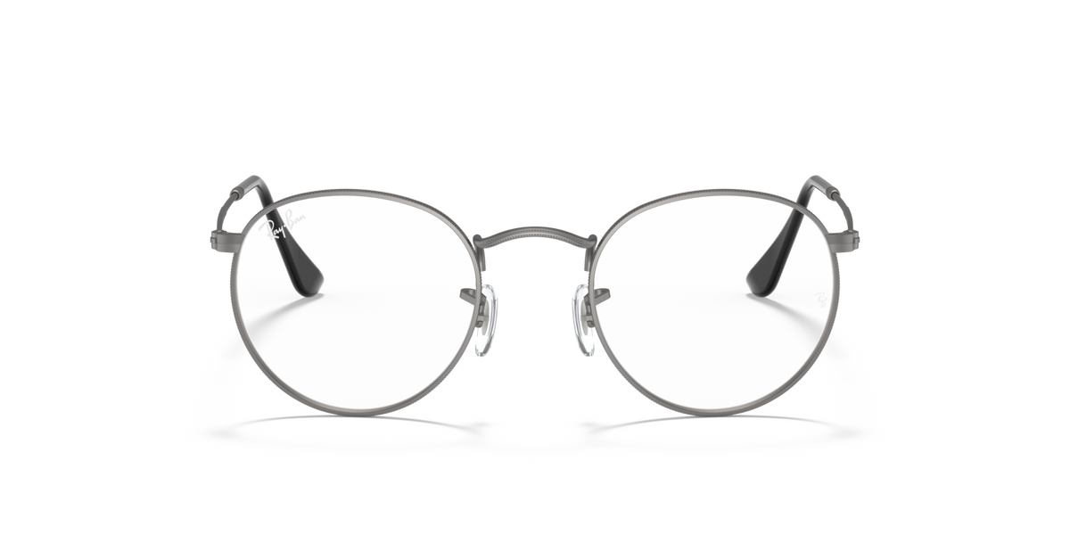 Ray-Ban round metal prescription eyewear frames, gunmetal front view
