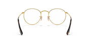 Ray-Ban round metal prescription eyewear frames, gold-tone with dark temple accents