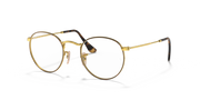 Ray-Ban round metal prescription eyewear frames, gold-tone with thin metal arms