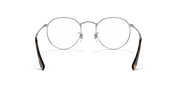 Round metal prescription eyewear frames, silver tone, front view with dark temples