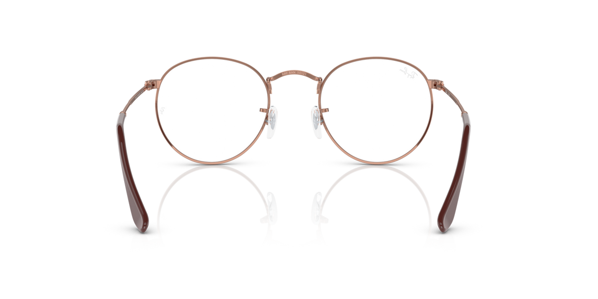 Round metal prescription eyewear frames, rose-gold tone with front and temple view