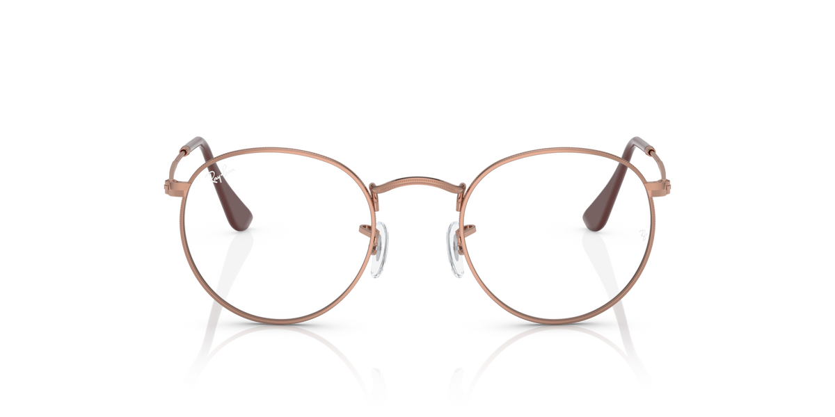 Round metal prescription eyewear frames, rose-gold tone with front-facing wire bridge