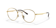 Ray-Ban RX3681V prescription eyeglass frames, gold round metal with brown temple tips