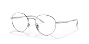 Ray-Ban RX3681V prescription eyeglass frames, silver round metal with clear temple accents