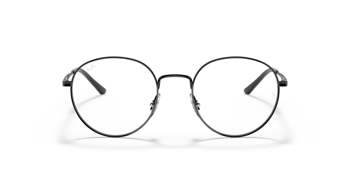 Ray-Ban RX3681V round prescription frames with transparent lenses, silver metal and dark angled tips