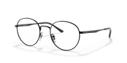 Ray-Ban RX3681V round prescription frames with transparent lenses, dark metal with thin temple arms