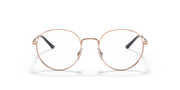 Ray-Ban round prescription frames in rose-gold metal with clear lenses, front view