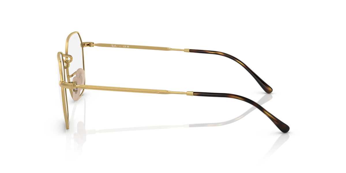 Gold prescription eyewear frames side view with dark tortoise metal arms