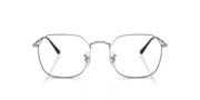 Silver prescription glasses frames with square lenses and dark temple tips