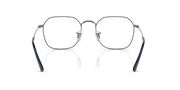 Silver-tone rectangular eyeglass frames with metal temples and adjustable nose pads