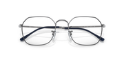 Silver-tone rectangular eyeglass frames with metal bridge and curved temples