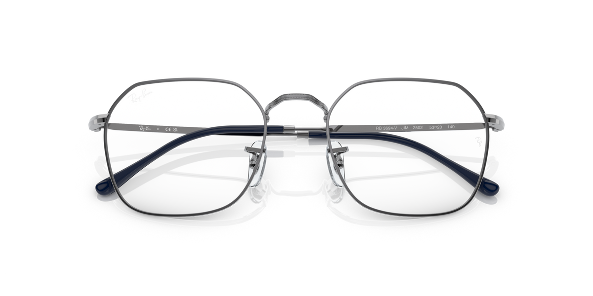 Silver-tone rectangular eyeglass frames with metal bridge and curved temples