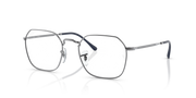 Gunmetal-tone rectangular eyeglass frames with metal temples and nose pads