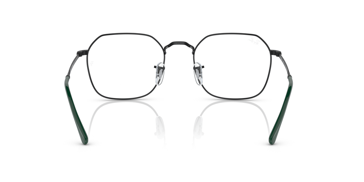 Front view of oval prescription eyewear frames with dark top bridge and clear lenses