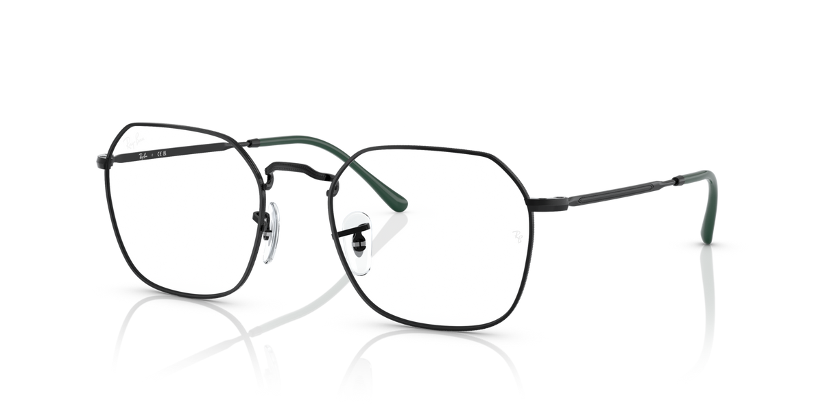 Gunmetal-tone rectangular eyeglass frames with metal temples and nose pads