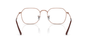 Front view of oval prescription frames with clear lenses, rose-gold metal, dark tips