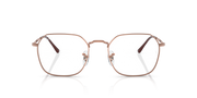 Oval prescription eyewear frames with rose-gold metal, clear lenses, bridge details