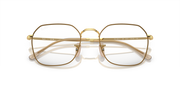 Gold-tone prescription eyewear frames, front view with bar bridge and curved temples