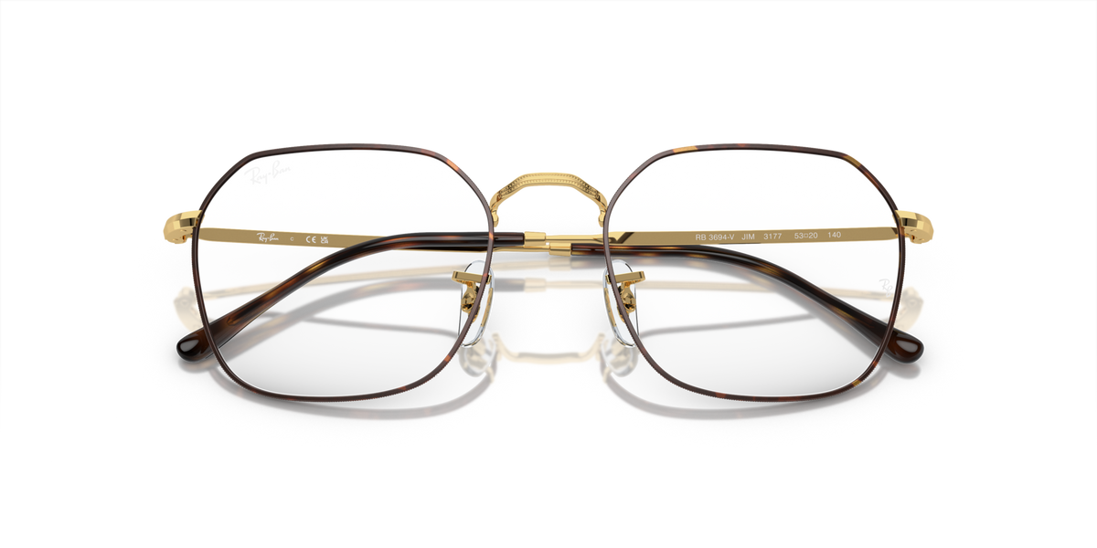 Gold and dark tortoise prescription glasses frames, front view with bridge bar