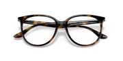 Ray-Ban prescription eyewear frames, translucent havana with black nose bridge