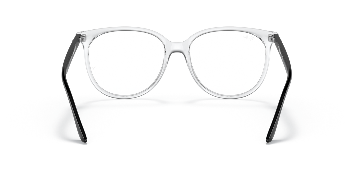 Ray-Ban prescription eyewear frames, transparent grey full-rim, rounded lenses