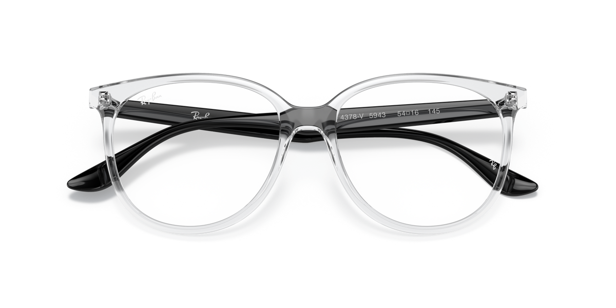 Ray-Ban prescription eyewear frames, clear front with black accents, round lenses