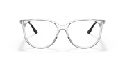 Ray-Ban prescription eyewear frames, transparent grey front view, rounded lenses